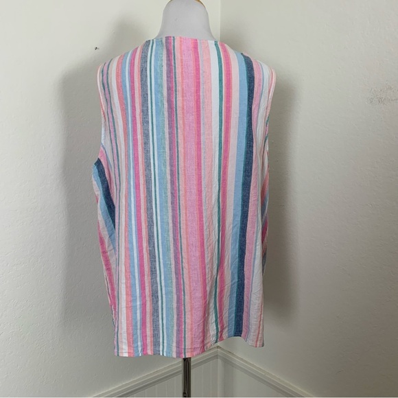 Time And Tru Linen Blend Stripe Tank Top Women’s XL 16/18 Sleeveless Colorful - Picture 6 of 14